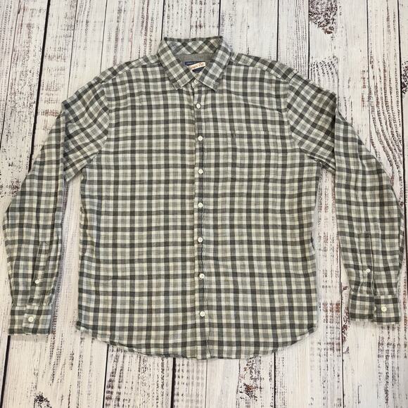 Johnnie-O Hangin’ Out Shirt Men’s L Stormfront Plaid Cotton Button-Up Casual - Picture 1 of 9
